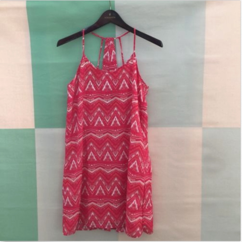 SKIES ARE BLUE red & white halter strappy Dress SM